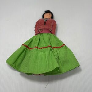 Vintage Original Native American Navajo Indian Maiden Doll Beaded Jewerly 12"